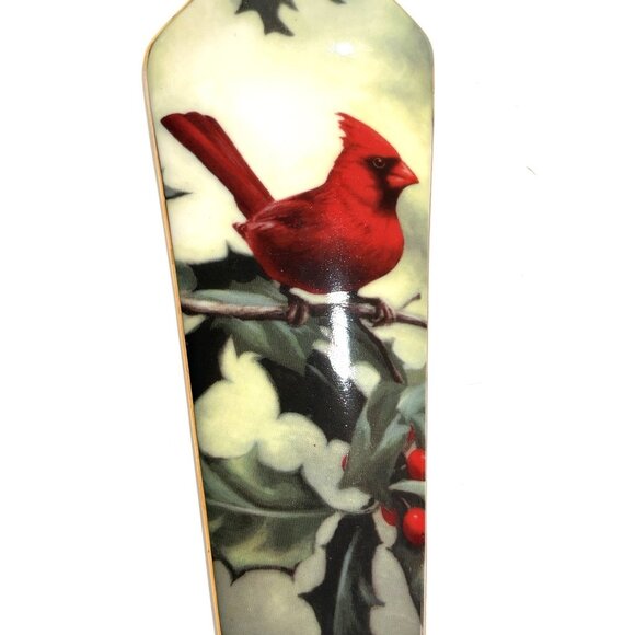 Cardinal Cake Server Hautman Brothers Collection Cardinal in Holly Christmas 10” - Picture 2 of 6
